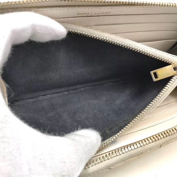 🏆💎💯 YSL Quilted White Leather Wallet Zip Around - Picture 6 of 8